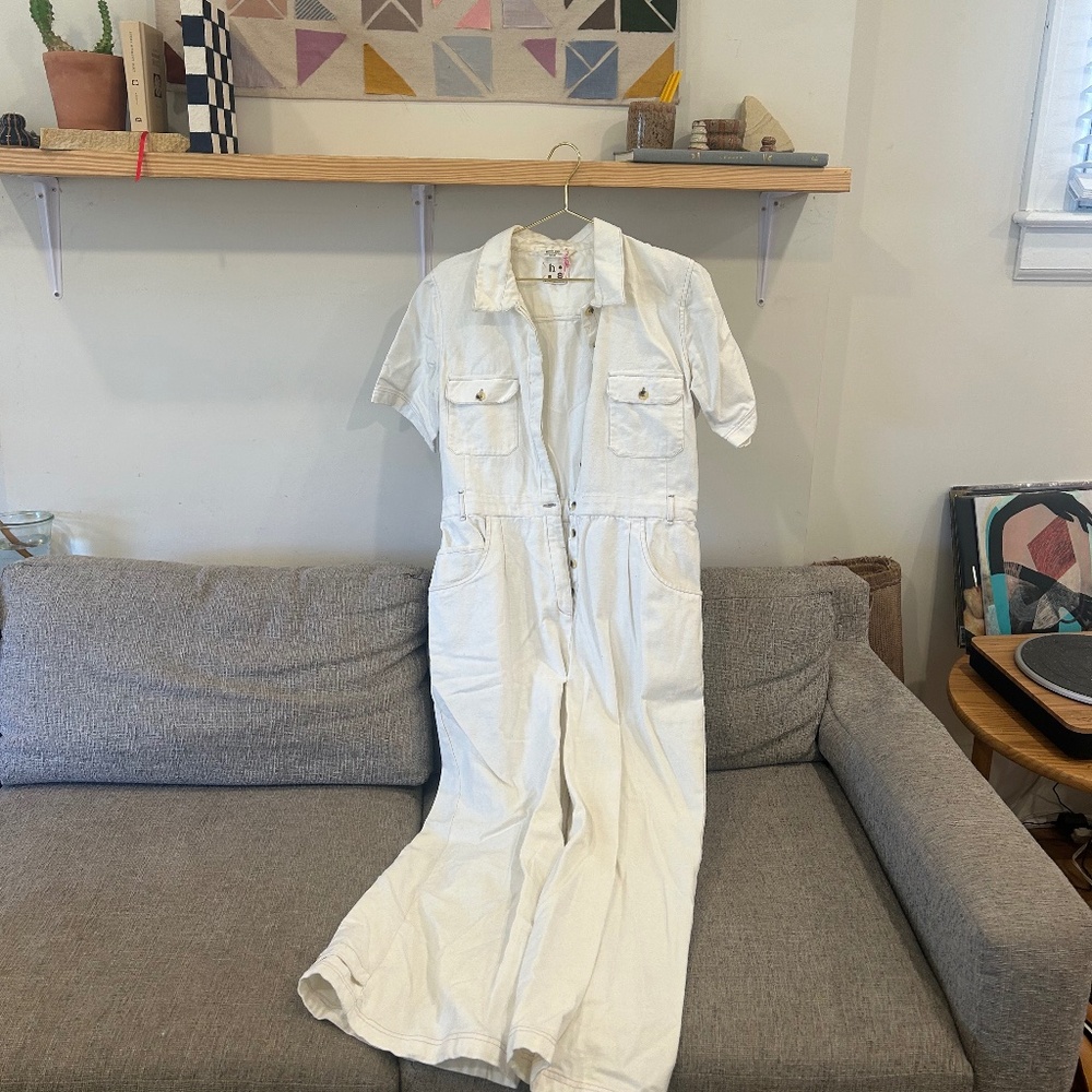 CREAM: Haper Sage Utility Jumpsuit- CREAM COLOR-